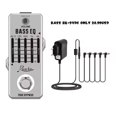Rowin Bass EQ Pedal, 5-Band EQ Pedal Electric Bass Equalizer Provides ±18dB for Each Band EQ Seeker 