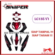 [ FULL TANAM  ] COVER SET SNIPER LC135 V1EXCITER RC RED BLACK / MERAH HITAM EXCITER RC