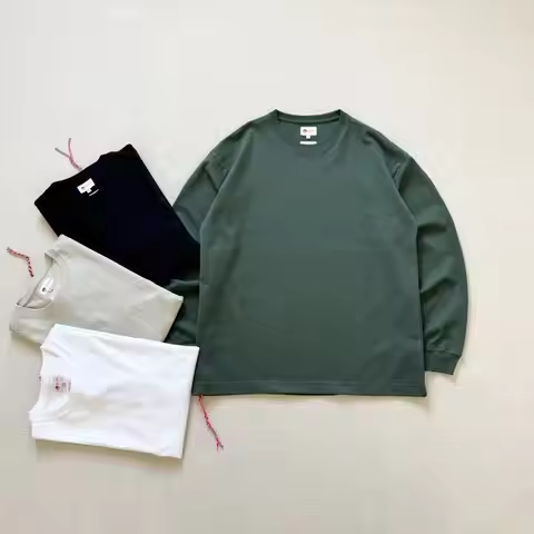 BEAMS JAPAN Heavy Cotton Loose Red Rope Long Sleeve T-Shirt Unisex