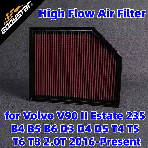 High Flow Sport Air Filter for Volvo V90 II Estate 235 B4 B5 B6 D3 D4 D5 T4 T5 T6 T8 2.0T 2016-Prese