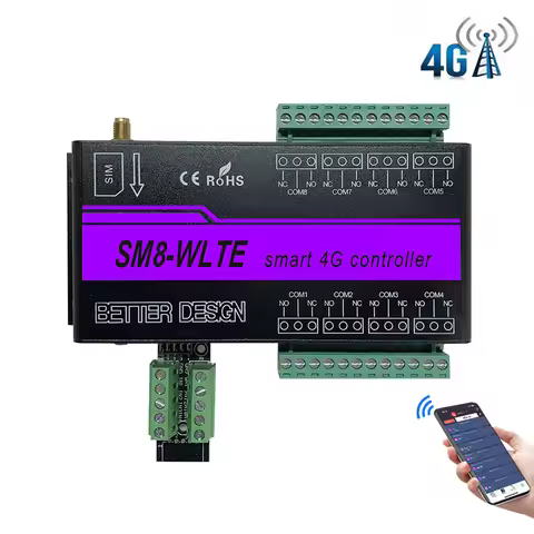 SMS GSM 4G LTE APP Web Remote Controller 8 Channel Relay Output Input SM8-WLTE Temperature Humidity 
