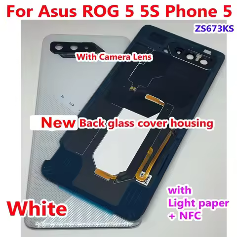 Top Quality Rear Case For Asus ROG Phone 5 5S ZS673KS 6.78" Glass Back Battery Cover Housing Lid + C