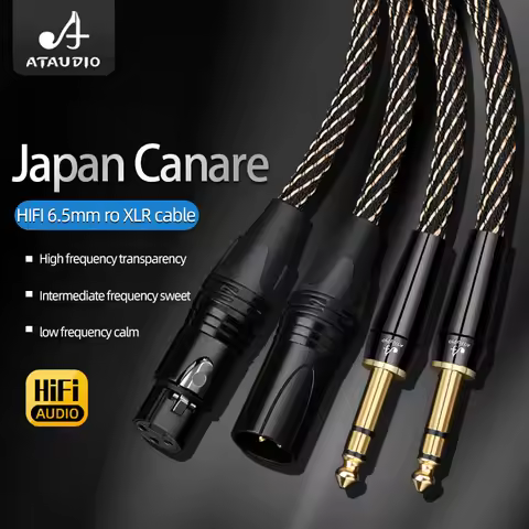 HiFi 6.5mm to XLR Audio Cable 6N OFC Core with Gold Plated Plug Dual 6.5mm TRS Jack to 3Pin 2XLR Fla