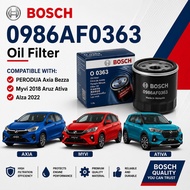 PERODUA Axia Bezza Myvi D20 2018 Aruz Ativa Alza 2022 BOSCH Oil Filter 0986AF0363
