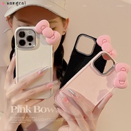 For OPPO Reno 7 5 4 Pro 7Z 6 4Z 5G Lite F11 Phone Case 3D Stereo Pink Bowknot Bow Tie Candy Matte Plain Girls Cute Simple Black White Soft Silicone Casing Cases Case Cover