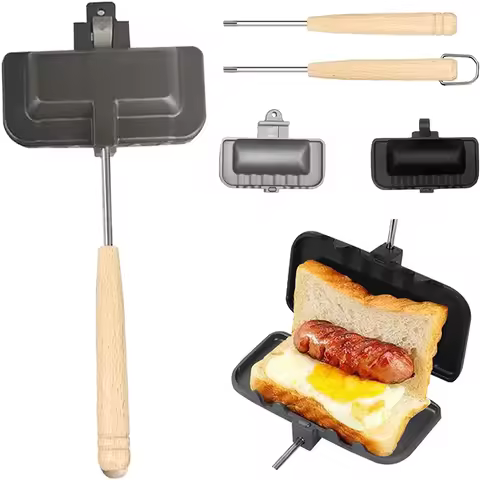 Hot Sandwich Maker, Double Sided Sandwich Roll Sealed Grill Pan, Non-Stick Hot Dog Toaster - Portabl