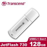 Transcend 創見 JetFlash730 USB3.1 128GB 隨身碟-典雅白(TS128GJF730)