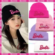 Barbie Knitted Hat Y2K Cosplay Costume Keep Warm Embroidery Woolen Ski Cap For Kids Adults Gifts