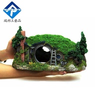 Ruki Aqua Creative Landscaping Castle Resin Hobbit House Hide House Fish Tank Decorations Ornaments 
