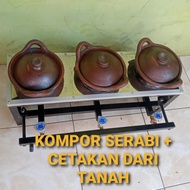 kompor serabi 3 tungku plus cetakan serabi tanah liat