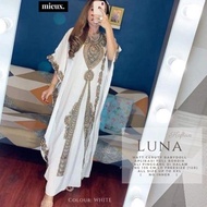 Gamis Jumbo Agatha Kaftan Kaftan Kaftan Embroidery Original Mieux Isyana Mieux Kaftan - Luna white L