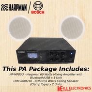 PA Package with Harpman MP80U 60 Watts Mixing Amplifier & Bosch LHM-0606/10 6 Watts Ceiling Speaker 