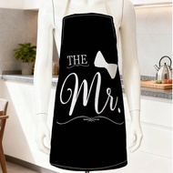 1pc Bride And Groom Black & White Chef Couple Apron, Valentine's Day Gift Apron, Engagement Wedding 