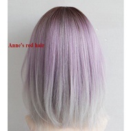 Wig Rambut Palsu Model Pendek Warna Gradasi Ungu Merah Untuk Wanita