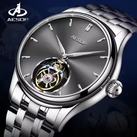 AESOP 7040 Flying Tourbillon Watch For Men Skeleton Tourbillon Movement Business Mechanical Mens Wat