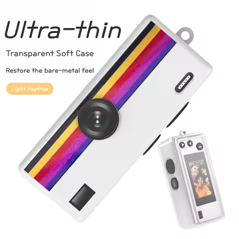 2in1 Protect Kit for Kodak Charmera Mini Camera Transprent TPU Case with Tempered Glass Screen Film 