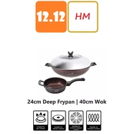 La Gourmet Shogun Chef Wan Collection 40cm Volcano Wok + 24cm Deep Frypan