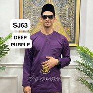 BAJU MELAYU JOHOR PLUS SIZE DEEP PURPLE (BAJU SAHAJA) BAJU MELAYU LEHER BULAT BAJU MELAYU TELUK BELA