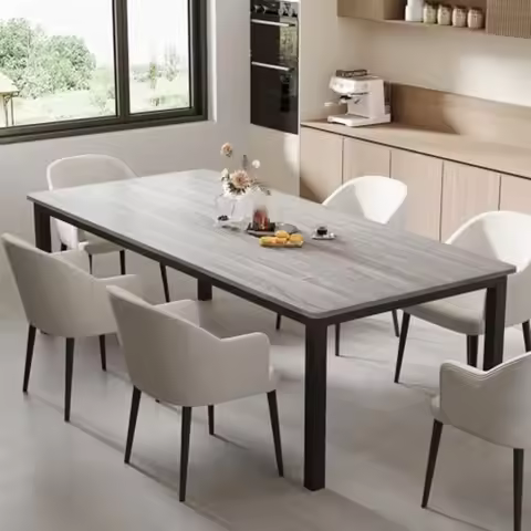 Industrial Dining Table for 6-8 People, Long Kitchen Table