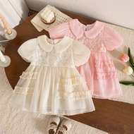 Baptism Dress for Baby Girl Doll Collar Puff Sleeved Princess Dress Flower Girl Dress