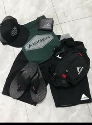 Paket lengkap eiger isi 6 item sandal+tas+topi=dompet+celana chinos+kaos eiger bisa bayar ditempat