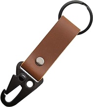 Leather Keychain Men Key Chain: Mens Leather Keyfob with Clip Belt Loop Key Fob Holder - Men's Keyrings Keychains Car Keys Ring Chains Strap Keyring - Brown Tactical Carabiner Genuine Leather Keychain