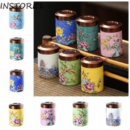 INSTORE1 Mini Tea Canister, Ceramics Vintage Tea Storage Container, Multipurpose Storage Sealed Port