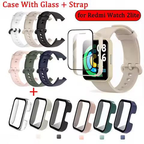 9D Glass Case +Strap For Redmi Watch 2 Lite PC Hard Cover Screen Protector Watchband Bracelet for Re