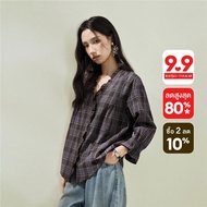 GIORDANO Women Shirt Moderate Thickness Shirt Non-Elastic Shirt Loose Fit Shirt 18346204