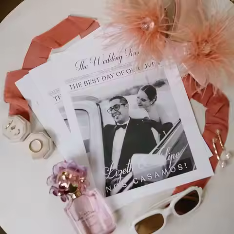 Custom Save The Date Photo Newspaper Card Personalized Modern Wedding Invitation Postcard Print Desi