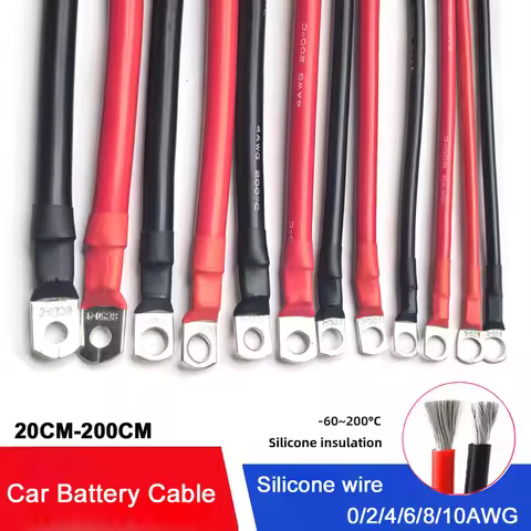 Silicone wire Soft Battery Cable 10awg 8 6 4 2 0 AWG Stranded Tin-plated Copper Wire With M6 M8 M10