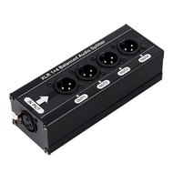 XLR 1x4 3 Pin Balanced Audio Signal Splitter Box 1 Input to 4 Outputs No Power Supply Necessary