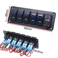 2+1/3+1/4+1 Gang Blue LED Rocker Switch Panel Kit Blue LED Waterproof Marine Rocker Switch Panel Dua