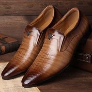 YUAAE Classic Crocodile Pattern Men Business Dress Shoes Pointy PU Leather Formal Shoe Big Size 48 M