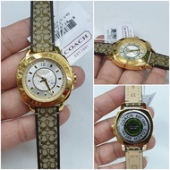 Jam Tangan Coach Boyfriend Signature Case Gold Leather Strap / Jam Tangan Wanita / Jam Tangan Wanita