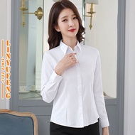 COD Plus Size Korean Styel Women Blouse Fashion Office Wear Clothes White Long Sleeve Loose Casual Simple Top Baggy Shirt Ladies Blouse Baju Lengan Panjang Kemeja Premium Perempuan Blaus Wanita Terkini Muslimah Murah JHSFDSSS