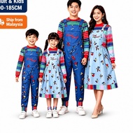 [Child/Adult]Chucky Cosplay Costume Bib-Pants Scary Movie Kids PLAY Chucky Jumpsuit Outfits Hallowee