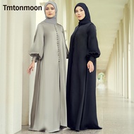 TMTONMOON Plain Collar Long Sleeve Luxe Satin Abaya Dress Malaysia Jubah Dress Muslimah Dress Abaya Turki Terbaru 2023 Jubah Muslimah Murah Cantik