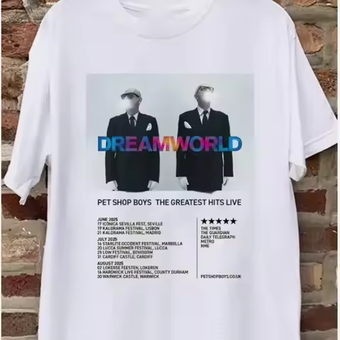 Pet Shop Boys Dreamworld Greatest Hits 2025 Tour T Shirt White