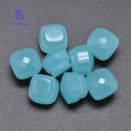 Faceted Cube Glass Cabochons Medium Turquoise 10x10x8mm Tray: 8x8mm