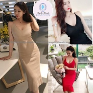 Woman Dress Knitwear Midi Dress Sleeveless BodyCon V Neck Dinner Dress
