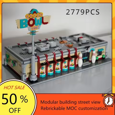 2779PCS Retro Bowling Alley MOC-910013 Creative street view Architecture Education Assembly Puzzle A