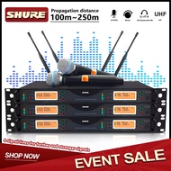 SHURE UR24D ไมโครโฟนไร้สาย คลื่นลูกใหม่ 2 มือถือ ระยะรับ UHF FM 200M ป้องกันเสียงหอน อุปกรณ์เครื่องเ