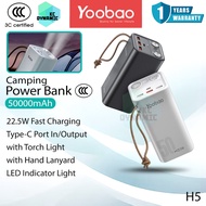 【3C Certified】Yoobao H5 50000mAh Powerbank 22.5W Fast Charging Power Bank Torch Light Camping Powerb