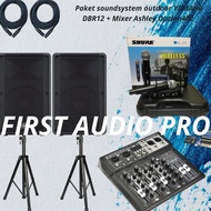 terlaris Paket 4 soundsystem outdoor YAMAHA DBR12 + Mixer Ashley