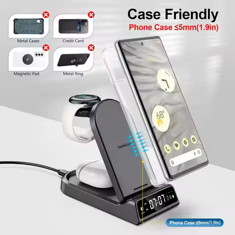 SwanScout 710A Dual Wireless Charger for iPhone 17 16 15 14 Charging Station for Apple Watch 11 10 9