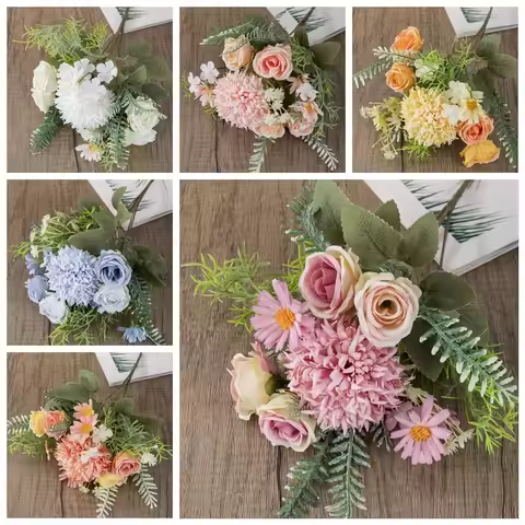 29.5cm Dandelion Bouquet Simulation Flower Rose Bouquet Home Decoration Fake Flower Desktop Flower A