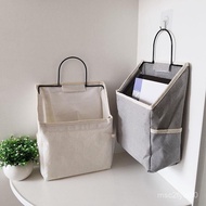Simple Cotton Linen Fabric Book Sundries Wall-Mounted Storage Bag Dormitory Handy Tool DQUE