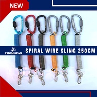 Thomgear Gantungan Kunci Ratchet Recet Scaffolding Tali Lanyard Pengaman Spiral Wire Sling Safety Lanyard Carabiner Aluminium