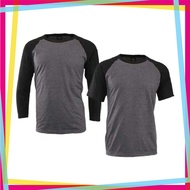 ENZO Raglan Round Neck Tshirt Couple - Charcoal Grey / Black (Unisex)